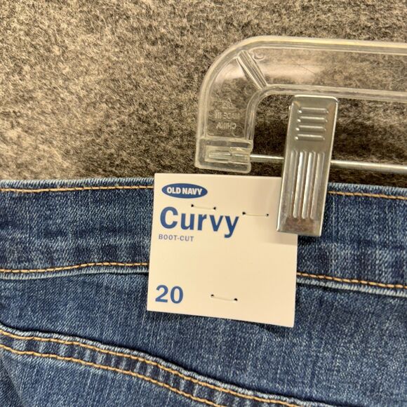 New Old Navy Jeans Women 20 Plus Blue Denim Dark Wash High Rise Curvy Bootcut - Picture 8 of 9